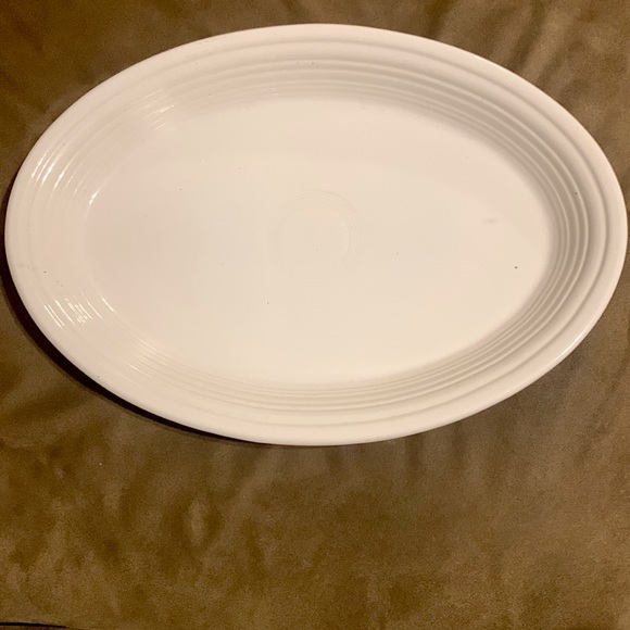 Fiesta Fiestaware Homer Laughlin Oval Platter 13 Ivory Cream White Vintage EUc - Picture 1 of 4